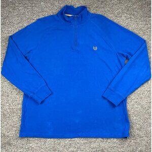 Chaps 1/4 Zip Pullover Mens L Blue Long Sleeve